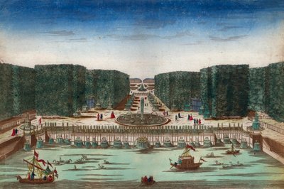 Aquae Lapsus em Hortis Versalicis - Vista óptica representando as cataratas de Versalhes no século XVIII - Ilustração por volta de 1760 de Unknown artist