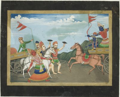 Arjuna mata Karna, página de uma série do Mahabharata de Unknown artist