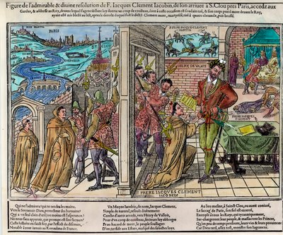 Assassinato do Rei da França Henrique III (1551-1589) por Jacques Clement (1567-1589), religioso dominicano adepto da Liga Católica, em 1º de agosto de Unknown artist