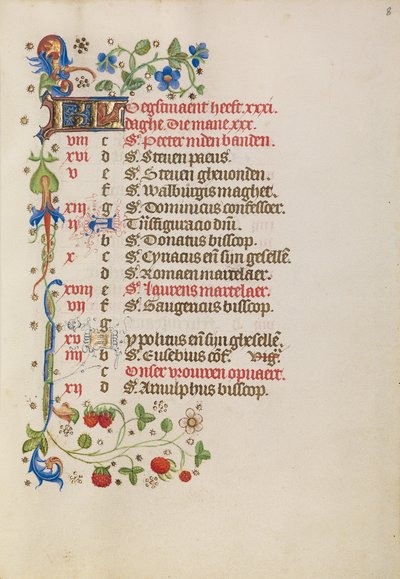 Página do calendário de agosto de Unknown artist