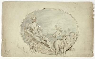 Aurora na sua carruagem (anverso); três bustos de retratos masculinos (verso) de Unknown artist