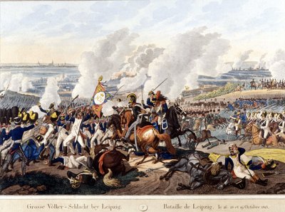 Batalha de Leipzig (Batalha das Nações), 16-19 de Outubro de 1813 (gravura) de Unknown artist