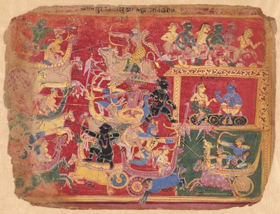 Batalha das forças de Krishna e Bana, de uma cópia do Bhagavat Purana Disperso de Unknown artist
