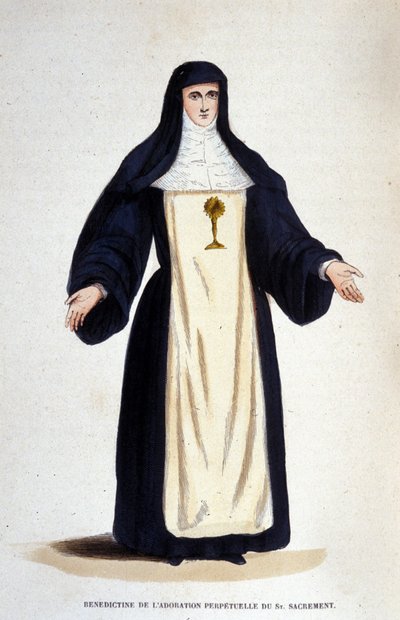 Beneditina da adoração perpétua do Santíssimo Sacramento, ordem fundada por Catarina de Bar em Paris, em 1654. de Unknown artist