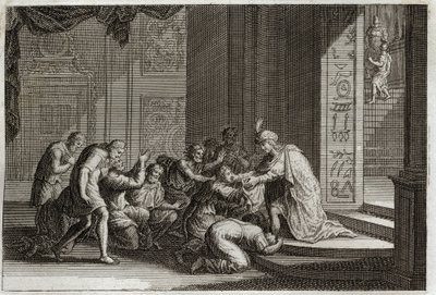 Bíblia de Royaumont, Velho Testamento: José é reconhecido pelos seus irmãos. Ilustração de 1811. de Unknown artist