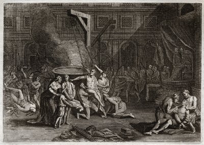 Bíblia de Royaumont, Velho Testamento: Martírio dos Machabees. Os sete irmãos Macabeus são martirizados em vez de traírem a sua própria fé. Ilustração de 1811. de Unknown artist