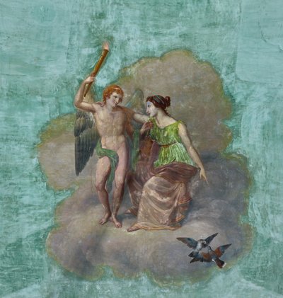 Aves, e Cupido e Psique, detalhe de 3743687 (fresco) de Unknown artist