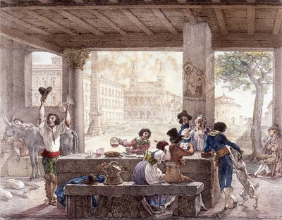 Bistrô em Roma por volta de 1820. de Unknown artist