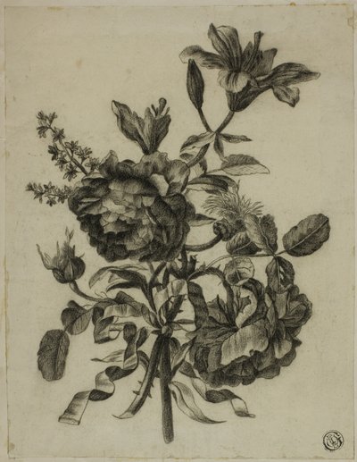 Buquê de rosas e lírios de Unknown artist