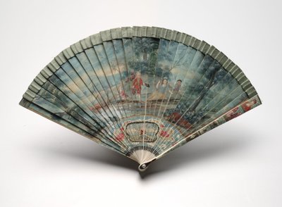 Leque de Brisé com cena de dois casais em uma paisagem, c.1700-25 de Unknown artist