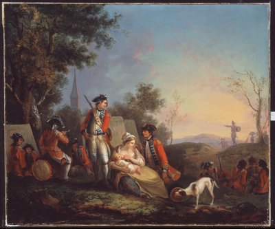 Infantaria britânica de um regimento real em um acampamento de Unknown artist