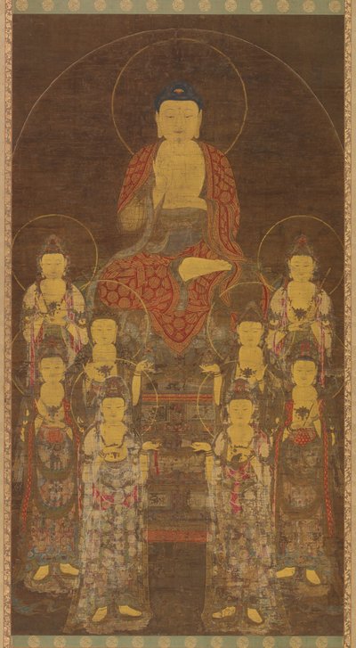 Buda Amitabha (Amita) e os Oito Grandes Bodhisattvas de Unknown artist