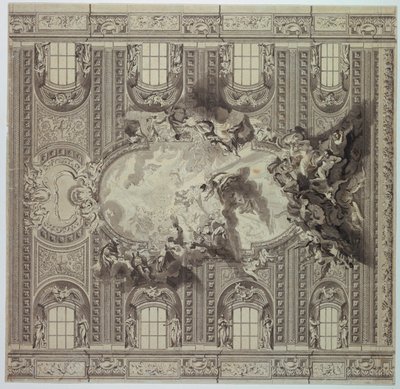 Teto da Igreja do Gesù, Roma, Itália de Unknown artist