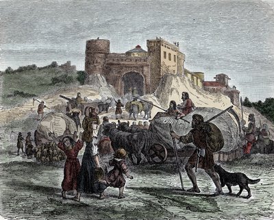 Celtas no serviço dos seus chefes - Civilização Celta, Idade do Ferro: Os celtas trazem as suas oferendas para sacrifícios rituais. de Unknown artist