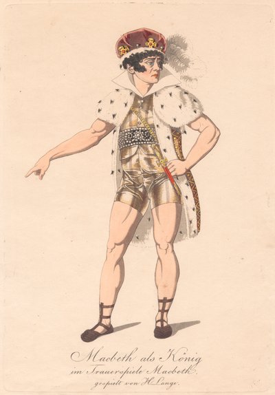 Personagens de uma produção alemã de Macbeth (uma de seis gravuras) de Unknown artist