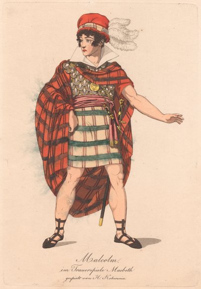 Personagens de uma produção alemã de Macbeth (uma de seis gravuras) de Unknown artist