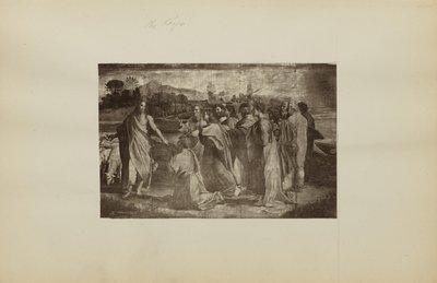 ["A acusação de Cristo a Pedro (Mateus 16:18-19, João 21:15-17)" por Rafael] de Unknown artist
