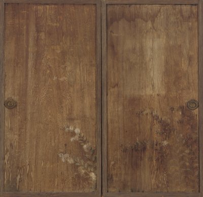 Crisântemos pintados em um par de portas de madeira de Unknown artist