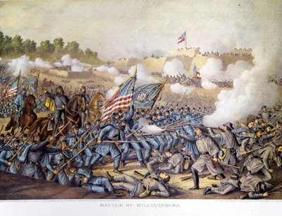 Guerra Civil (1861 - 1865), Guerra Civil Americana: 05/05/1862. Batalha de Williamsburg. Gravura. de Unknown artist