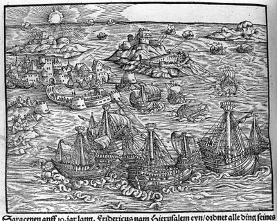 Confrontos entre sarracenos. Gravação de Johann Stumpff "Den edlen struen belten fromen" de Unknown artist