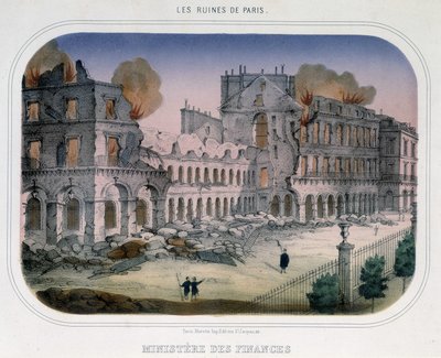 Commune de Paris: Incêndio no Ministério das Finanças (na época das Tuileries) a 24 de Maio de 1871. Gravura do século XIX. de Unknown artist