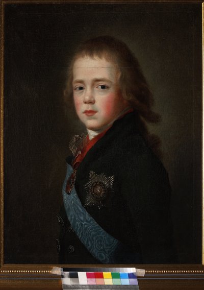 Constantin Pavlovitch, grand-duc de Russie ou Constantin Pavlovitch Romano - Retrato do Grão-Duque Constantine Pavlovich da Rússia (1779-1831) quando criança, Anónimo. Óleo sobre tela de Unknown artist