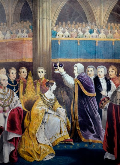 Coroação da Rainha Victoria Iere da Inglaterra (1819-1901) em 1837. (Coroação da Rainha Vitória). Litografia do século XIX. Milão, coleção particular ©Luisa Ricciarini/Leemage de Unknown artist
