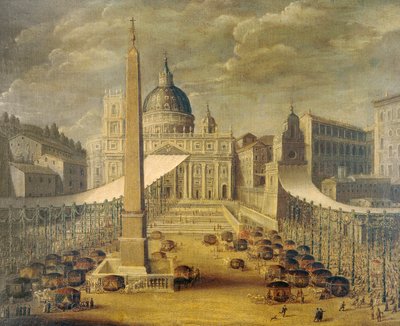 Corpus Christi procissão na Praça de São Pedro na época do Papa Inocêncio X, ca. 1646, por um artista desconhecido, óleo sobre tela de Unknown artist