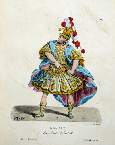 Fantasia de Lekain (Henri Louis Cain (Henri-Louis Le Kain) (1729-1778) no papel de Aquiles em 1740. Traje de teatro de comédia francesa de Hippolyte Lecomte (1781-1857) de Unknown artist