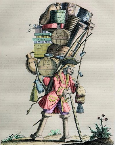 Fantasias de Parisa ao longo do século - Gravura não. 81 intitulado "Admire la Force" - Caricatura feita por drogados contra Armand Nompar II de Caumont (1679-1761) Duque de La Force acusa de monopólio em 1721 de Unknown artist