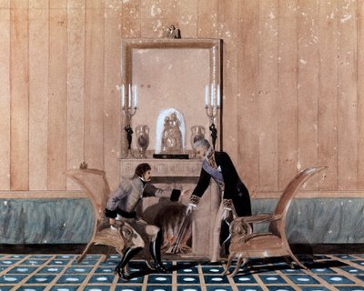 O Conde Giuseppe Zurlo, Ministro do Interior do Reino de Nápoles, encontrou-se com Joachim (Gioacchino) Murat (1767-1815) por volta de 1810-1814. A aguarela. Nápoles, Museo Nazionale di San Martino de Unknown artist