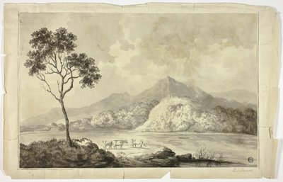 Vacas pelo lago da montanha de Unknown artist