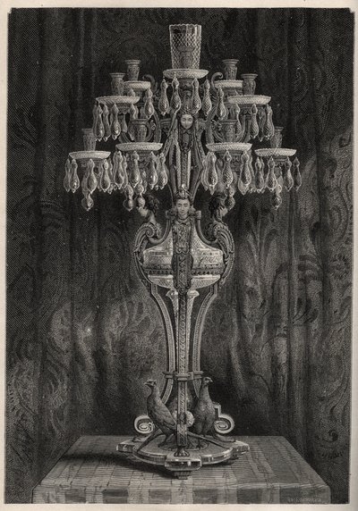 Candelabro de cristal da fábrica Baccarat - - gravura em 