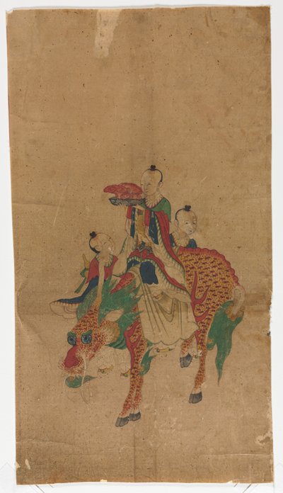 Daoísta Imortal em um Qilin e dois atendentes de Unknown artist