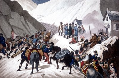 Descida de Napoleão Bonaparte na Itália: atravessando a montanha de São Bernardo de Unknown artist