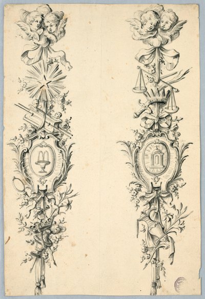 Design para dois troféus referentes à Virgem de Unknown artist