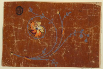 Design para um pergaminho de flores tecido de Unknown artist