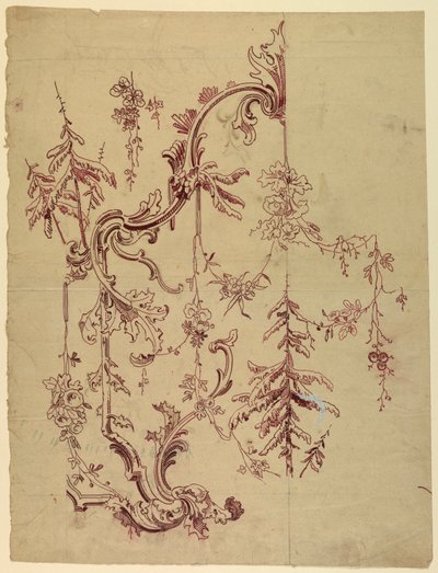 Design para um tecido ou papel de parede estampado ou tecido de Unknown artist