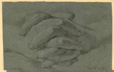 Desenho: Um estudo de mãos dobradas de Unknown artist