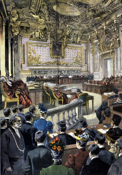 O caso Dreyfus. O Tribunal de Cassação ordenou a revisão do julgamento. 1899. de Unknown artist