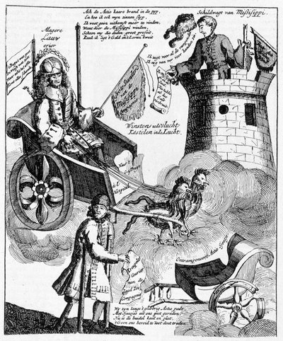 Impressão satírica holandesa contra John Law (1671-1729), sobre o caso Mississippi de Unknown artist