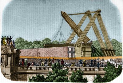 Erecção do obelisco de Louqsor (Luxor) na Place de la Concorde. Paris, 25 de Outubro de 1836. de Unknown artist