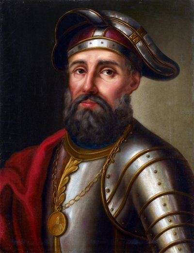 Ermak Timofeievitch - Retrato do líder cossaco, Conquistador da Sibéria Yermak Timopheyevich (1540-1585), Anónimo. Óleo sobre tela de Unknown artist