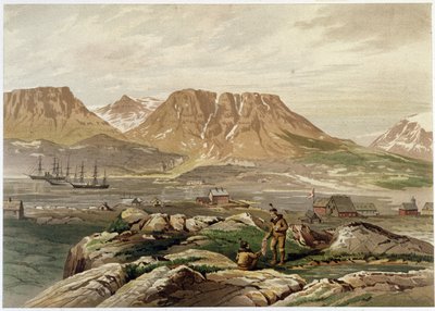 Esquimós e colonização - em "The shores of the polar sea, an Arctic expedition narration", pelo Dr. Edward Moos, Marcus Nard & Co, Londres de Unknown artist