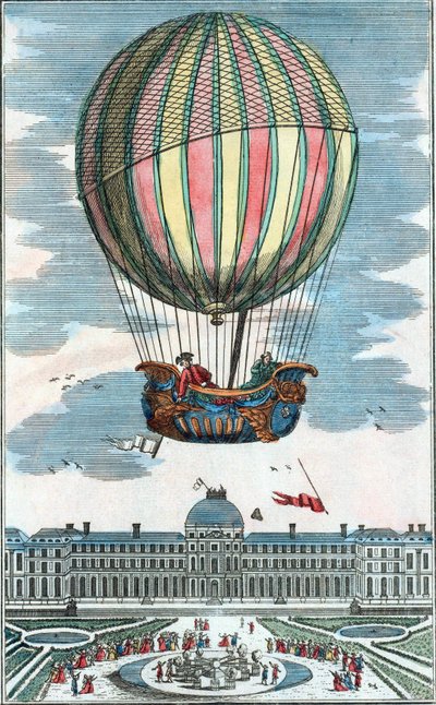 Experiência do globo aerostático do Sr. Charles e Robert no Tuileries Garden em 1 de dezembro de 1783. de Unknown artist