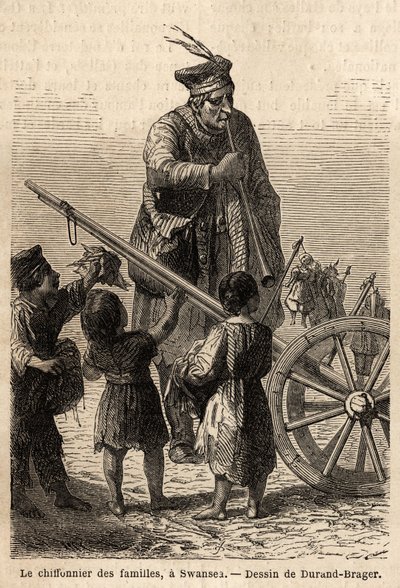 Trapo de família em Swansea. Desenho de Durand Brager, para ilustrar uma visita às principais fábricas do País de Gales em 1862, por L.Simonin. Gravura em "Le tour du monde", editado por Edouard Charton de Unknown artist