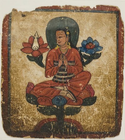 Figura sentada sobre um lótus, de um conjunto de cartas de iniciação (Tsakali) de Unknown artist