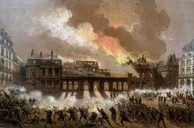 Incêndio do Palácio Real em 24 de Maio de 1871 - litografia, final do século XIX de Unknown artist