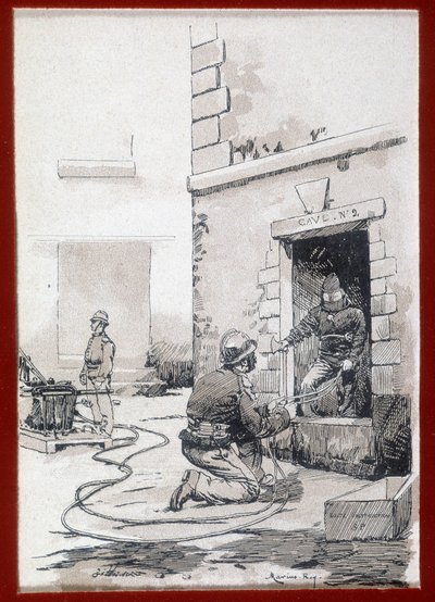 Bombeiros: aparelhos de incêndio de caves. gravura sd. Século XIX de Unknown artist