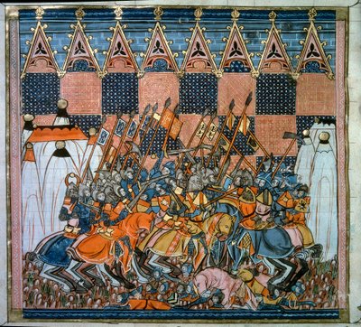 Primeira Cruzada: o cerco e a captura de Jerusalém pelas travessias conduzidas por Godefredo de Bouillon (1058-1100) em 1099. Miniatura de "Chronicles d